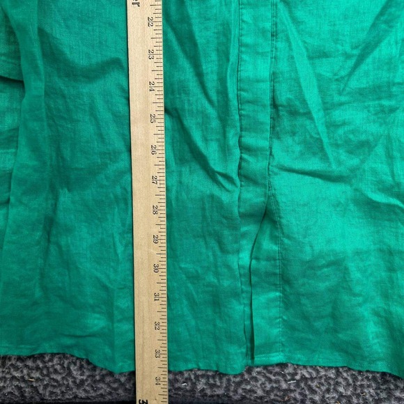 Chicos Women 0 Green Sleeveless 100% Linen Button Up Shirt Dress Pocket Mini - Picture 6 of 8